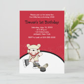 Eishockeysport zum Geburtstag Einladung (Stehend Vorderseite)