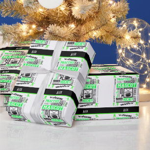 Eishockeyterminologie für Jungen in Neon-Grün pers Geschenkpapier