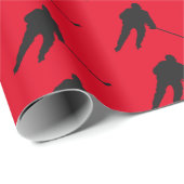 Eishockeyverpackung - schwarzer roter Spieler Geschenkpapier (Rolleneckpunkt)