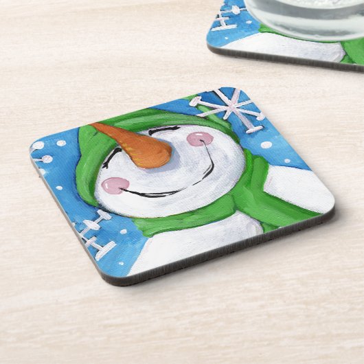 Eisig der glückliche Schneemann Untersetzer (Linke Seite)