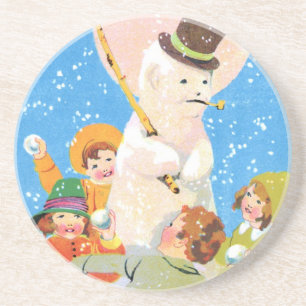 Eisig der Schneemann und die Kinder Getränkeuntersetzer
