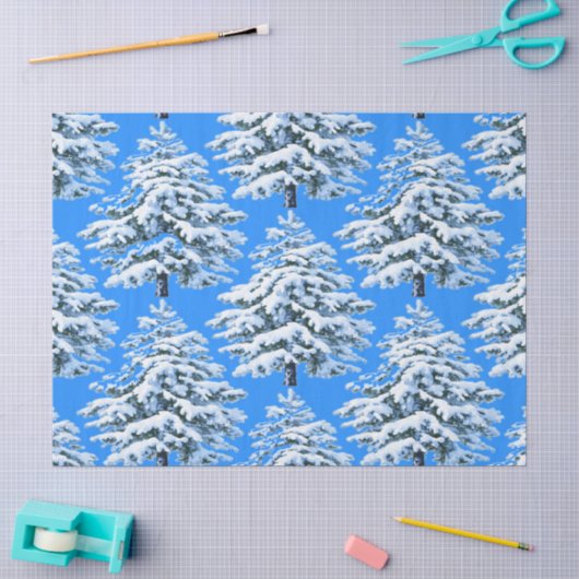 Eisige Baumträume Schneebedeckter Wald Seidenpapier (Basteln)