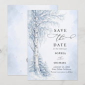 Eisige Birkenhochzeit - Save-the-Date Einladung (Vorne/Hinten)