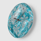 Eisige blaue Schneeflocke-Blasen-Wanduhr Große Wanduhr (Winkel)