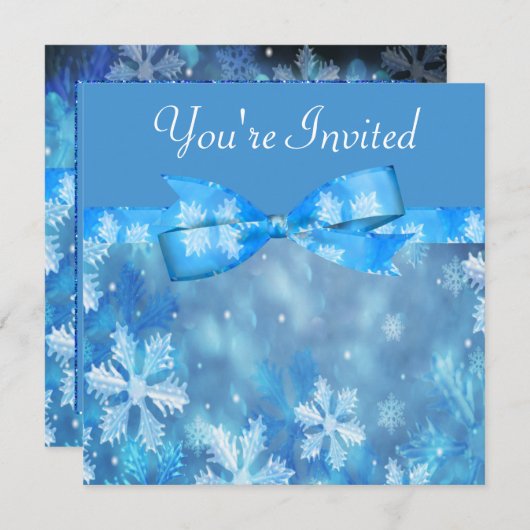 Eisige blaue Winter-Märchenland-Hochzeit Einladung (Vorne/Hinten)