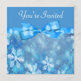 Eisige blaue Winter-Märchenland-Hochzeit Einladung