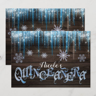 Eisige Eiszapfen Winter-Wunderland Quinceañera-Par Einladung