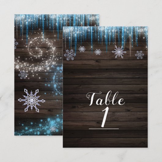 Eisige Eiszapfen Winter-Wunderland-Tischnummer Einladung (Vorne/Hinten)