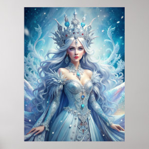 Eisige Königinnen-Fantasie – Wintergöttinnen-Portr Poster
