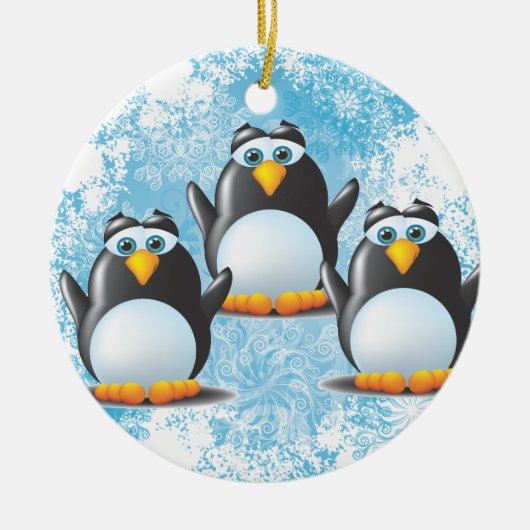 Eisige Pinguine Keramikornament (Vorne)