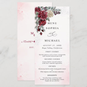 Eisige Rosen Winterhochzeit Menükarte