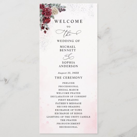 Eisige Rosen Winterhochzeitsprogramm Programm (Vorderseite)