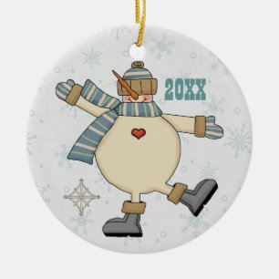 Eisige Schneemann-Spiele in der Keramikornament