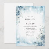 Eisige Silberblatt-Hochzeit Einladung (Vorne/Hinten)
