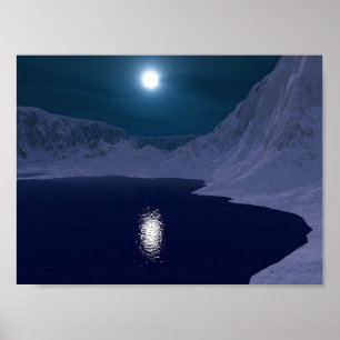 Eisiger blauer Mondschein Poster