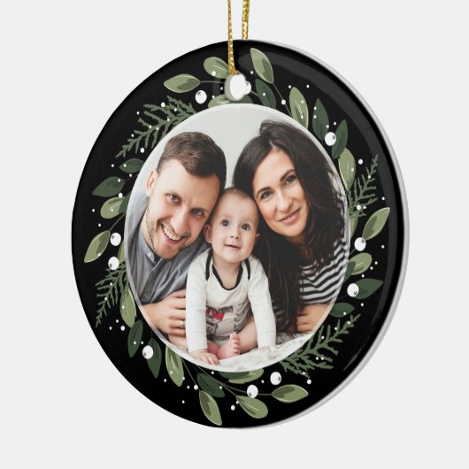 Eisiger grüner Kranz Keramik Ornament (Links)