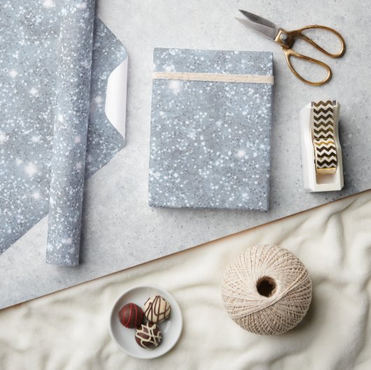 Eisiger Silberfrost Glitter Weiß Glitter Muster Geschenkpapier (Kunsthandwerk)