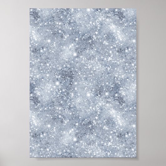 Eisiger Silberfrost Glitter Weiß Glitter Muster Poster (Vorne)