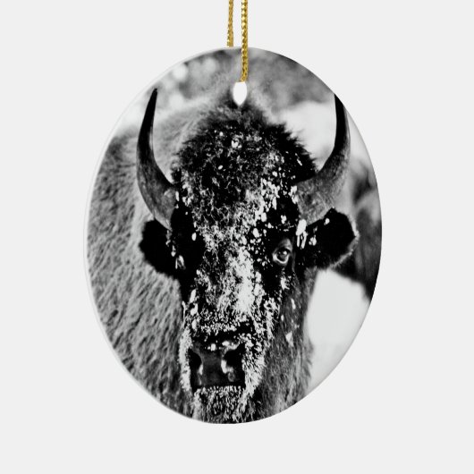 Eisiger Yellowstone-Bison Keramikornament (Rechts)