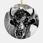 Eisiger Yellowstone-Bison Keramikornament (Vorne)