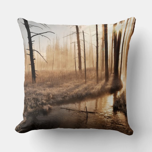 Eisiger Yellowstone-Morgen Kissen (Vorderseite)