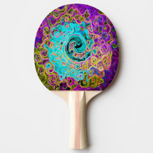 Eisiges Aqua-Blau Groovy Abstrakt Retro Flüssig Wi Tischtennis Schläger
