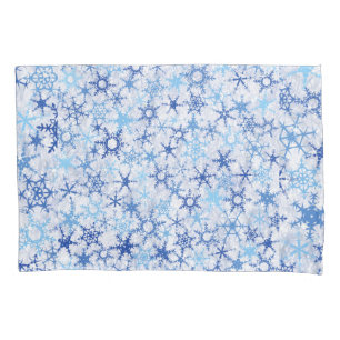 Eisiges blaues Schneeflocke-Muster Kissenbezug