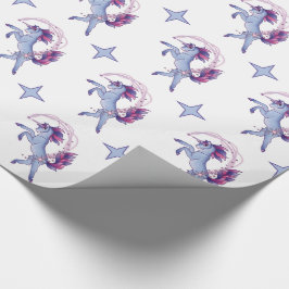 Eisiges blaues Tanzen-Einhorn Geschenkpapier