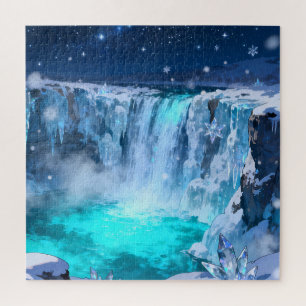 Eisiges Kristallwasserfall-Puzzle Puzzle