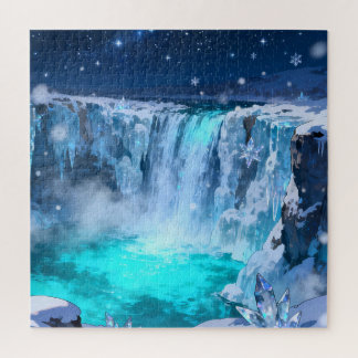Eisiges Kristallwasserfall-Puzzle Puzzle