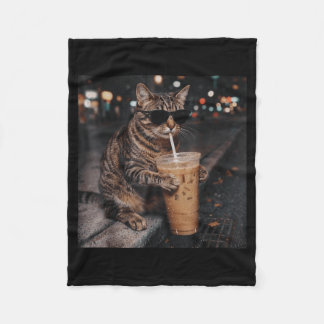 Eiskaffee Katzenliebhaber Lustiger Kaffeewitz Fleecedecke