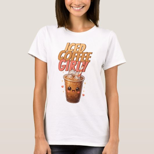 Eiskaffee Mädchen Cute Kawaii Café T-Shirt (Vorderseite)