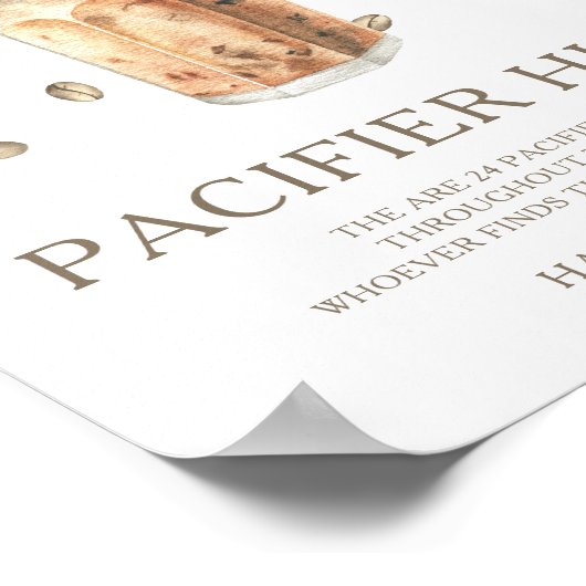 Eiskaffee - Schnuller Jagd Kinderdusche Poster (Ecke)