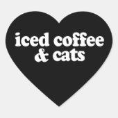 Eiskaffee und Katzen  Herz-Aufkleber (Vorderseite)