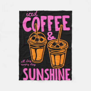 Eiskaffee und Sonnenschein Tag für Tag Sommer Fleecedecke