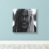 Eiskalt Schwarzer Power Stretched Canvas Print Leinwanddruck (Insitu (Holzboden))