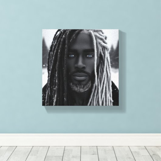 Eiskalt Schwarzer Power Stretched Canvas Print Leinwanddruck (Insitu (Holzboden))