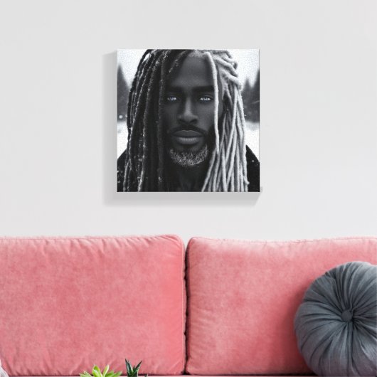 Eiskalt Schwarzer Power Stretched Canvas Print Leinwanddruck (Insitu (Wohnzimmer))