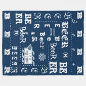 Eiskaltes Bier-Zeichen-Weiß und Blau Fleecedecke (Vorderseite (Horizontal))