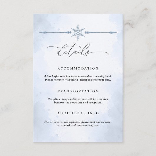 Eiskarte mit Birken für die Hochzeit Begleitkarte (Vorderseite)