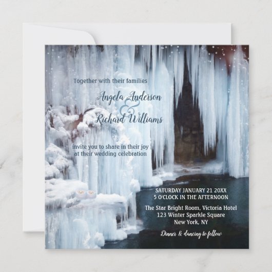 Eisklettern Winterhochzeit Einladung (Vorderseite)