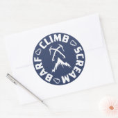 Eiskletterschrei und -halde runder aufkleber (Umschlag)