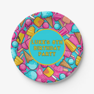 " EISKREAM UND POPSICLES PAPIERPAPIERE TELLER "