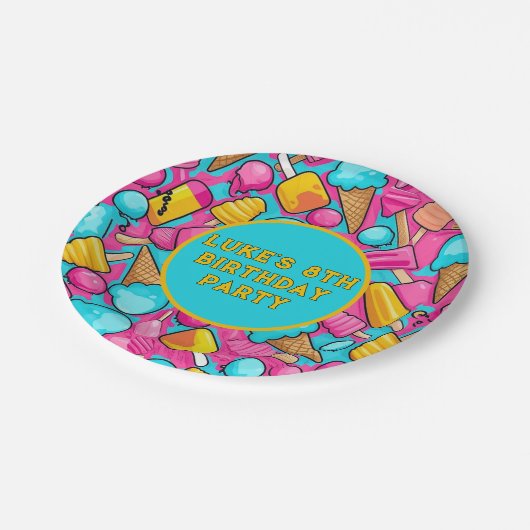 " EISKREAM UND POPSICLES PAPIERPAPIERE TELLER " (Schrägansicht)