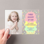 Eiskrem 3. Geburtstag Acryleinladungen (Insitu (Handheld))