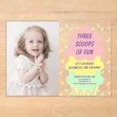 Eiskrem 3. Geburtstag Acryleinladungen (Vorderseite)