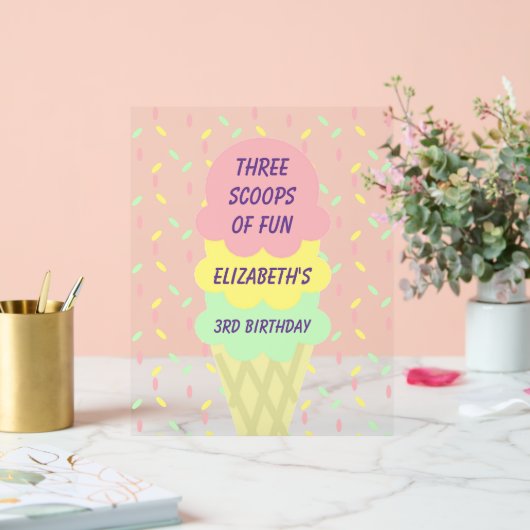 Eiskrem 3. Geburtstag Acrylschild (Hochzeit)