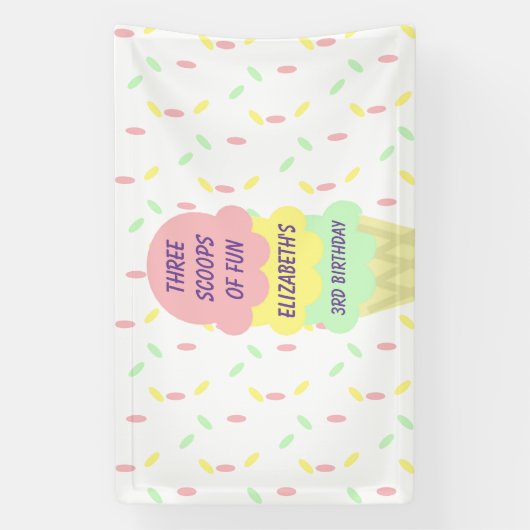 Eiskrem 3. Geburtstag Banner (Vertikal)