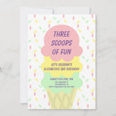 Eiskrem 3. Geburtstag Einladung (Vorderseite)