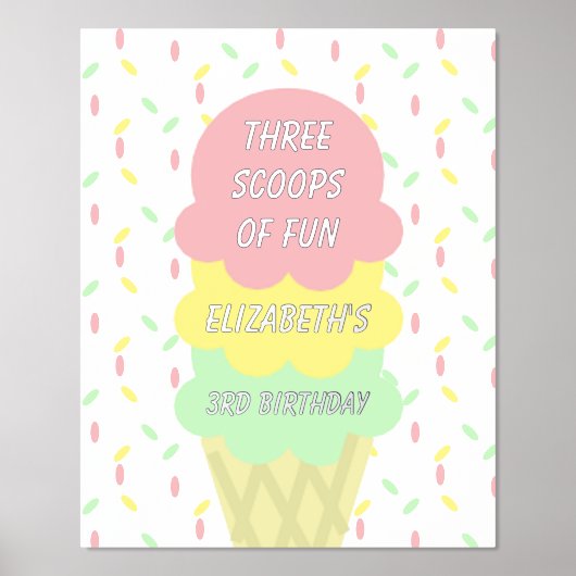Eiskrem 3. Geburtstag Foliendrucke (Vorderseite)